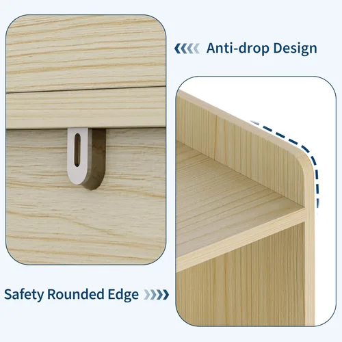 Miniatura 7 de GarveeHome Estante de almacenamiento de juguetes, estantería para niños, estante de lectura con cajones móviles, caja organizadora de almacenamiento