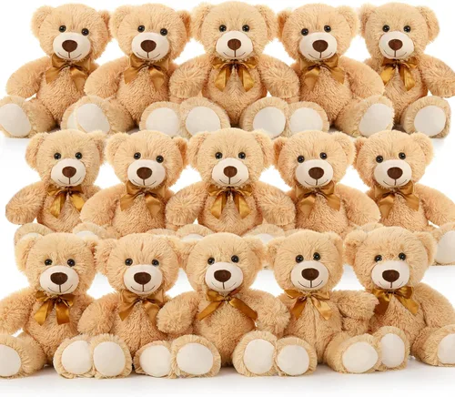 Miniatura 18 de MaoGoLan Paquete de osos de peluche para baby shower, 12 paquetes de pequeños osos de peluche en oferta, osos de peluche pequeños de 13.5" de felpa