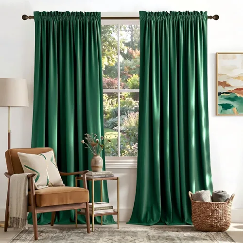 Miniatura 100 de NICETOWN Cortinas opacas de terciopelo extralargas negras de 120 pulgadas de largo para telón de fondo, cortinas de terciopelo con aislamiento Serie