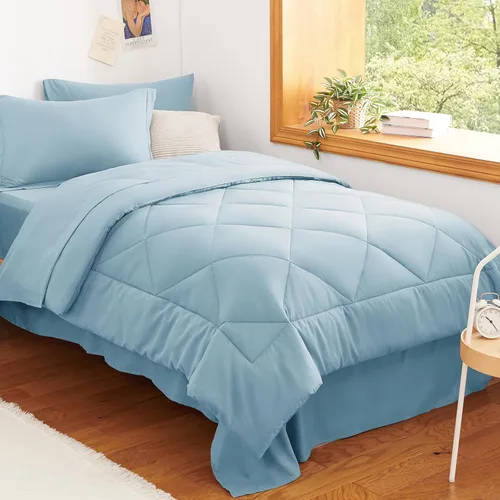Miniatura 73 de CozyLux - Juego de edredón en una bolsa, para dormitorio universitario, todas las estaciones, edredón, sábanas y fundas para almohada y decorativas