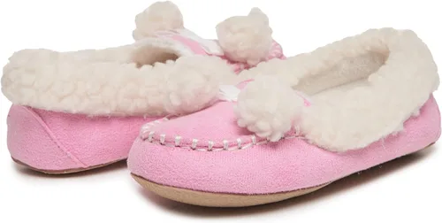 Miniatura 3 de Laura Ashley Fleece Girls Moccasin Slippers, Indoor Outdoor Easy to Wear Home Shoes for Kids