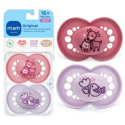 Miniatura 13 de MAM Chupetes mate originales para bebé, Chupete para 16+ meses, pezón de silicona sin BPA, fácil de limpiar, lo mejor para bebés amamantados, Verde