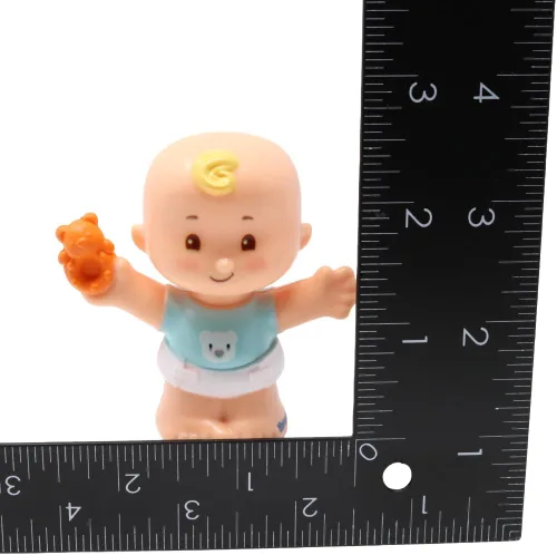 Miniatura 7 de Pieza de repuesto para Fisher-Price Little People Snuggle Twins Playset - GKP68 ~ Repuesto Twin Boy con rizo rubio en camisa azul con figura de oso