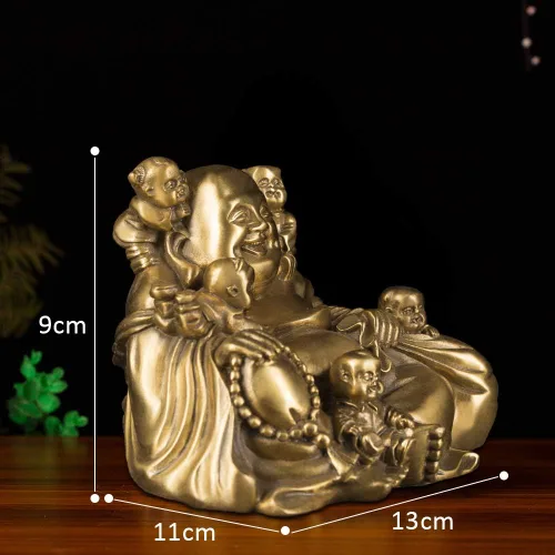 Miniatura 2 de BRABUD chino Fengshui riendo Buda sentado con 5 niños estatua atrayendo felicidad en la colección de decoración de la familia ZD066