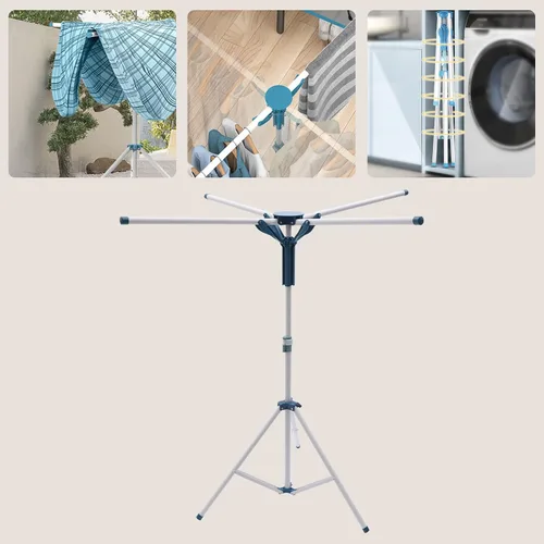 Miniatura 3 de Estante de secado de ropa plegable, estantes portátiles de ropa para interiores, percha de ropa portátil, soporte de trípode plegable independiente