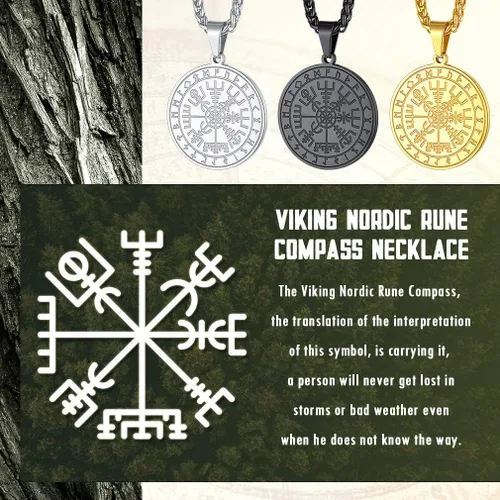 Miniatura 4 de FaithHeart Viking Medal Necklace for Men Sturdy Stainless Steel Pendant Necklaces Retro Norse Mythology Jewelry with Gift Box