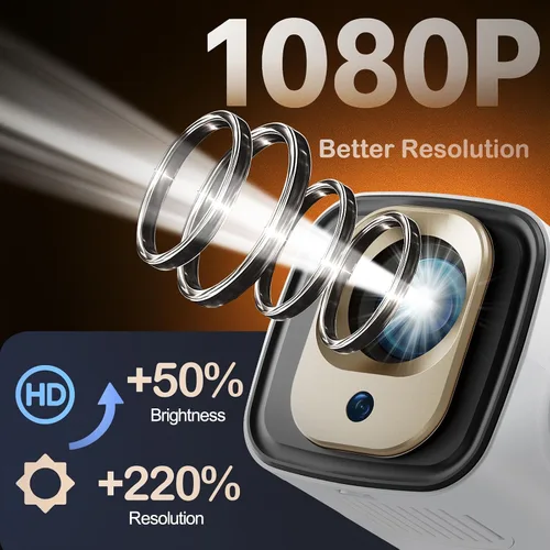 Miniatura 3 de WOOPKER Mini proyector HY260 Pro actualizado con WiFi y Bluetooth 5.4, enfoque automático/Keystone, soporte nativo 1080P para 4K, control remoto Air