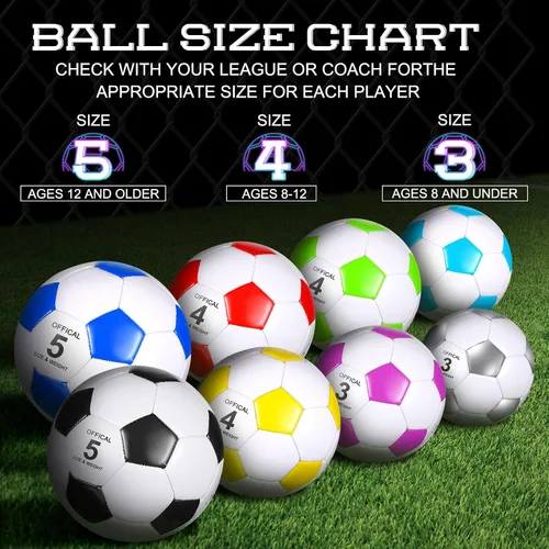 Miniatura 3 de HyDren 8 pelotas de fútbol a granel con bomba desinflada, tamaño oficial, pelota de fútbol deportiva para niños y adultos, juego para interiores