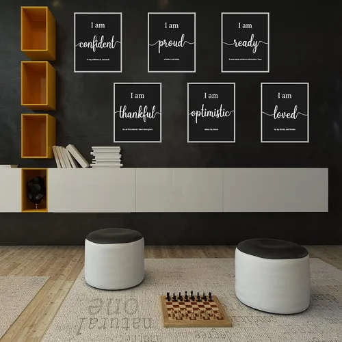 Miniatura 4 de Outus 9 Piezas Arte de Pared Inspirador Motivacional para Oficina y Dormitorio, Afirmaciones Diarias Positivas para Hombres, Mujeres y Niños, Negro