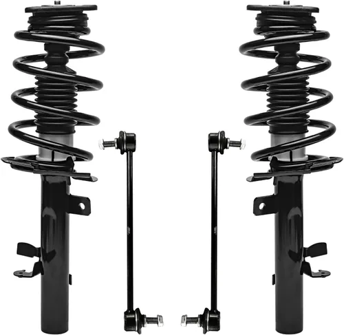 Miniatura 33 de Detroit Axle - Kit de 4 barras estabilizadoras delanteras para Ford F-150 2021 2022 2023 2024, 2 puntales con resorte helicoidal, 2 eslabones