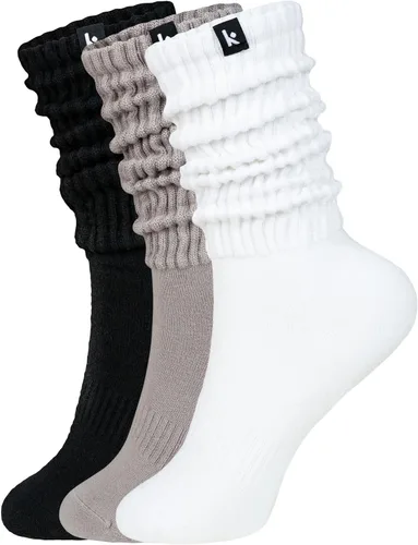 Kamo Fitness Acogedor paquete de 3 pares: calcetines largos para mujer, suaves y transpirables para botas y calcetines holgados, talla 5-9