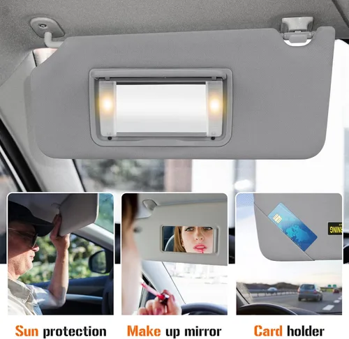 Miniatura 4 de Visera solar con luz para Honda Accord 2008-2017, repuesto de parasol gris del lado izquierdo del conductor 83280TA0A91ZB