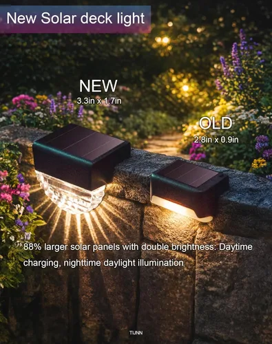 Miniatura 2 de TIJNN - Luces solares para terraza al aire libre, luces impermeables LED para vallas para escalones, patio, jardín, decoración de patio - paquete