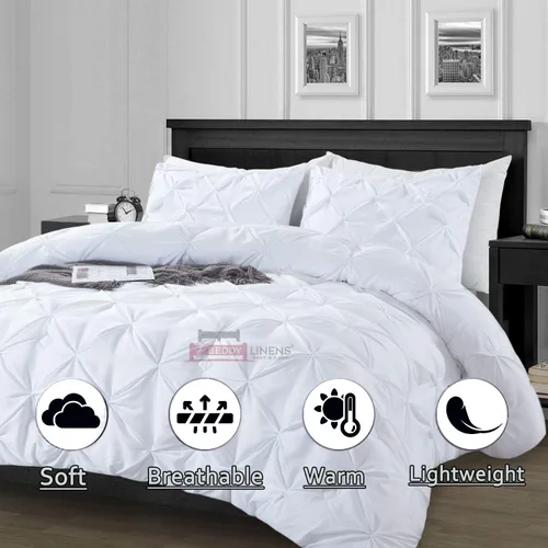 Miniatura 2 de eBeddy Linens Edredón alternativo plisado para todas las estaciones Edredón de microfibra tamaño King de 132 x 120 pulgadas, 1 edredón de Pintuck