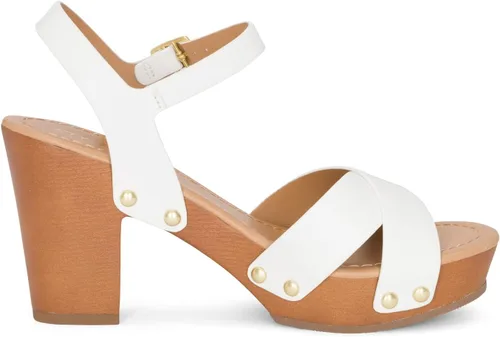 Miniatura 2 de STYLISH S SHIFT - Sandalias de tacón de plataforma de madera sintética con correa de tobillo y puntera abierta para mujer
