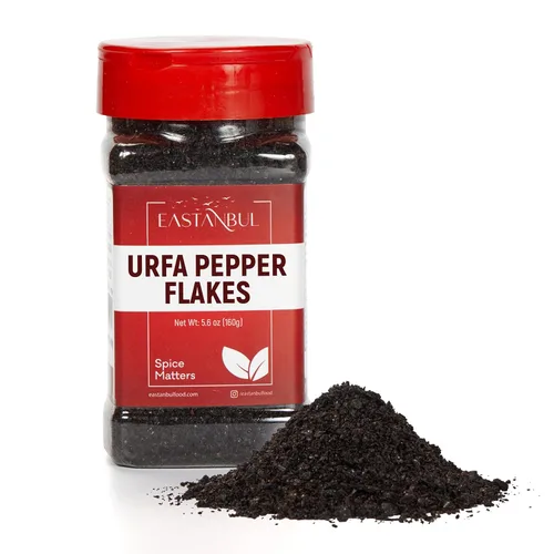 Eastanbul Urfa Biber, 5.6 onzas, hojuelas de pimienta Urfa, Isot, hojuelas de chile moderadamente picante, pimienta turca roja negruzca para cocinar