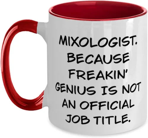 Regalos mezclólogos inapropiados, mixólogo. Porque Freakin' Genius Is, lindo cumpleaños dos tonos 11oz taza para compañeros de trabajo de jefe,