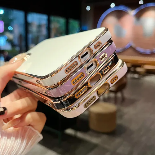 Miniatura 4 de DEFBSC Funda electrochapada para iPhone 13, funda protectora de TPU suave con borde galvanizado de lujo, protección de cámara de cuerpo completo, a