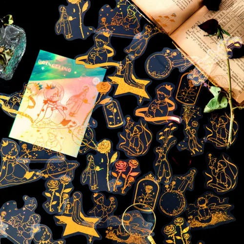 Miniatura 5 de Aromoty Juego de calcomanías holográficas de astrología de lámina dorada (180 piezas con 4 temas), calcomanías impermeables transparentes de resina
