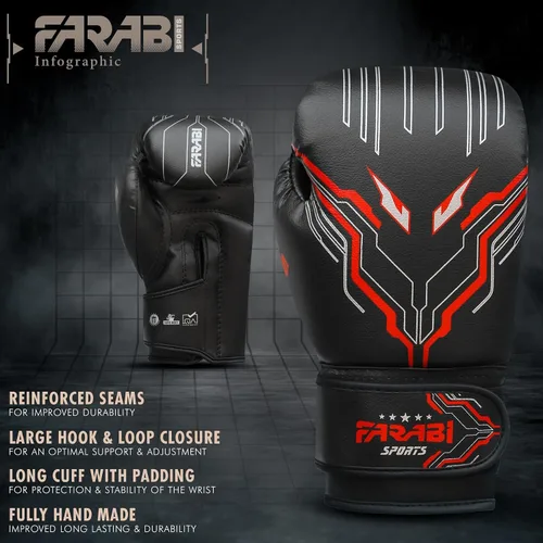Miniatura 4 de Farabi Sports Guantes de boxeo para niños y niñas, guantes de kickboxing de 6 onzas para jóvenes, guantes de boxeo junior para MMA, Muay Thai