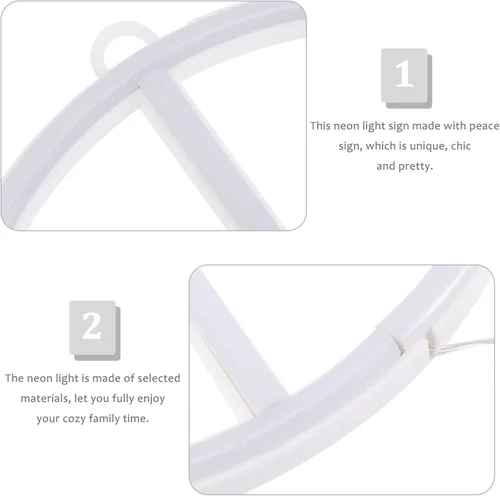 Miniatura 8 de OSALADI Señal de paz LED luz de neón luminosa lámpara de noche única decoración del hogar para dormitorio fiestas batería de doble uso elegante
