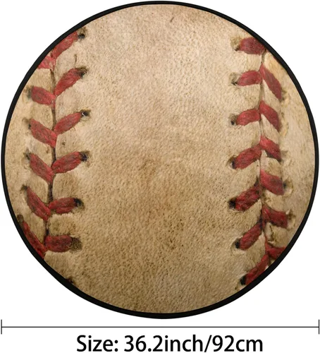 Miniatura 4 de Pardick Alfombra de béisbol de 36.2 pulgadas, alfombra retro circular redonda para niños, hombres, dormitorio, sala de estar, hogar, guardería, sala