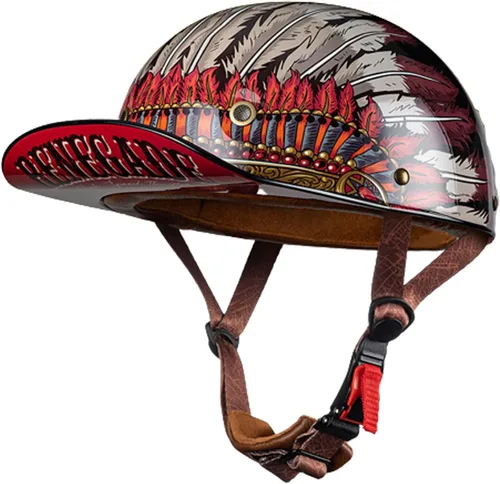 Miniatura 11 de Casco de motocicleta, gorra de béisbol retro, medio casco con hebilla de liberación rápida, estilo de béisbol, cómodo y duradero para adultos