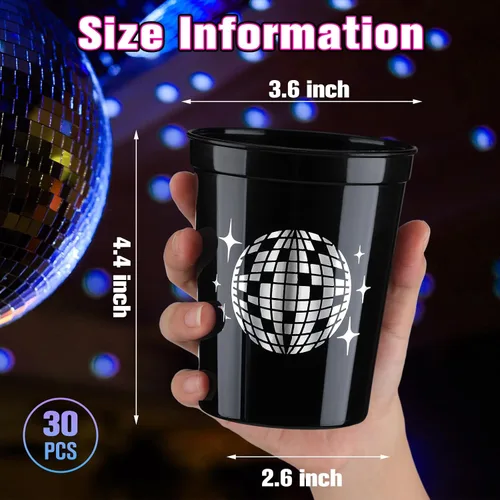 Miniatura 3 de Uiifan 30 tazas de bola de discoteca para fiesta de discoteca de 16 onzas reutilizables de plástico para despedida de soltera para vaquera