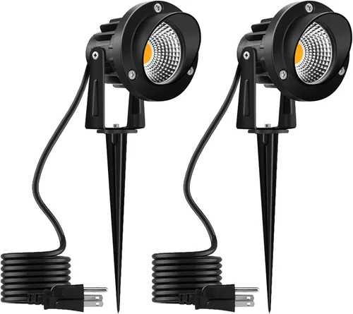 Miniatura 8 de Romwish Foco LED de paisaje de 5 W, iluminación de paisaje al aire libre de 120 V, enchufe de 550 lúmenes, luces LED impermeables para paisaje