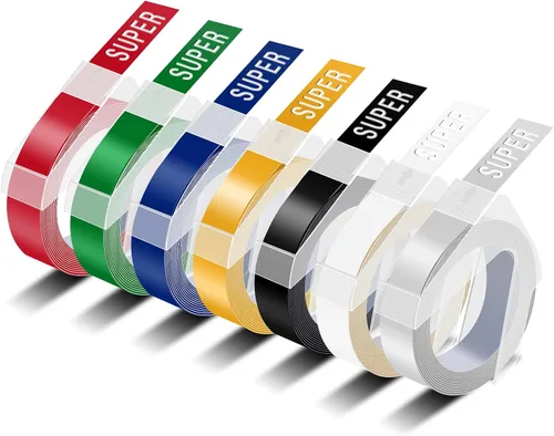 Miniatura 12 de USUPERINK Paquete de 5 etiquetas de plástico 3D compatibles con Dymo 520109, cinta blanca sobre negra, 0.354 in 3/8 pulgadas x 9.8 ft, 9.8 pies, uso