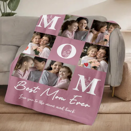 Miniatura 2 de Regalos personalizados de Pinkfulum para el Día de la Madre, manta personalizada con foto, manta de vellón con texto personalizado, cobijas con foto