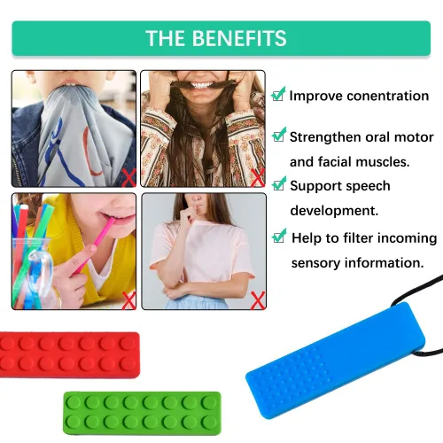 Miniatura 2 de Collar masticable, paquete de collar sensorial para niños con dentición, TDAH, autismo, necesidades de morder, mordedor masticable motor oral