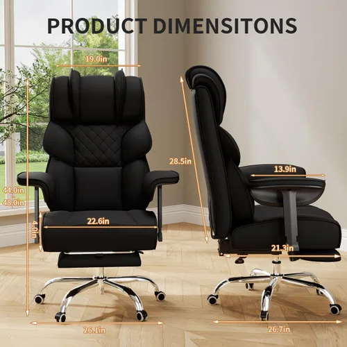 Miniatura 2 de Silla de oficina grande y alta, silla de juegos ancha resistente con tela de algodón con reposapiés, respaldo reclinable de doble capa de 150°
