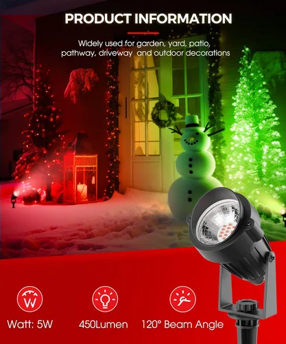 Miniatura 6 de L LOHAS LED Foco Navideño para Exterior, Luces Rojas para Patio, Encendido/Apagado Automático 5W 120V Iluminación de Paisaje para Casa