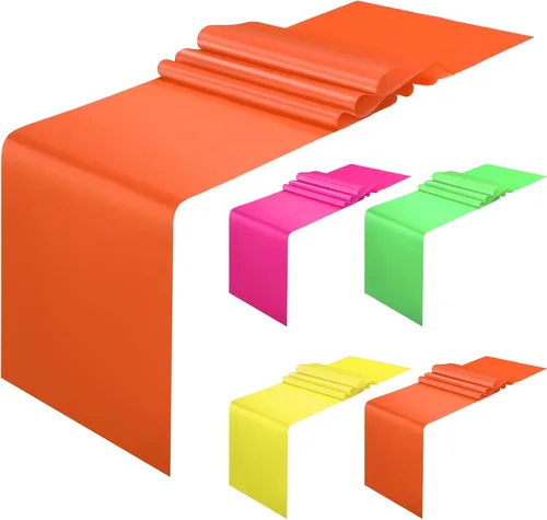 Newwiee 4 piezas de camino de mesa de fiesta de neón de 12 x 108 pulgadas, suministros coloridos para banquetes de neón fluorescentes, decoraciones