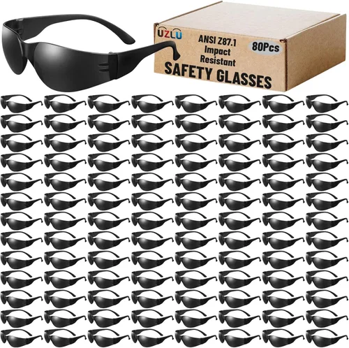 Miniatura 16 de 50 lentes de seguridad unisex a granel de 8 colores transparentes con ANSI Z87.1, resistentes a impactos y arañazos, lentes de sol de seguridad