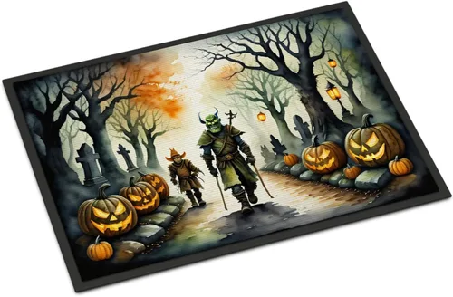 Miniatura 8 de Caroline's Treasures DAC2223MAT - Felpudo espeluznante de Halloween con gato negro de 18 x 27 pulgadas, tapete para puerta delantera