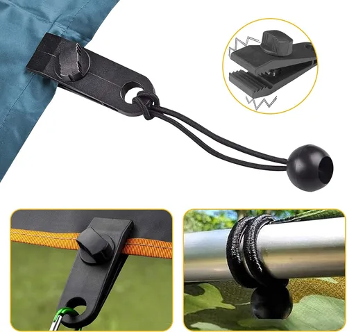 Miniatura 6 de 24 clips de lona y cuerdas elásticas para bolas, abrazaderas de lona, agarre de bloqueo resistente, clips de sujeción para toldo de piscina