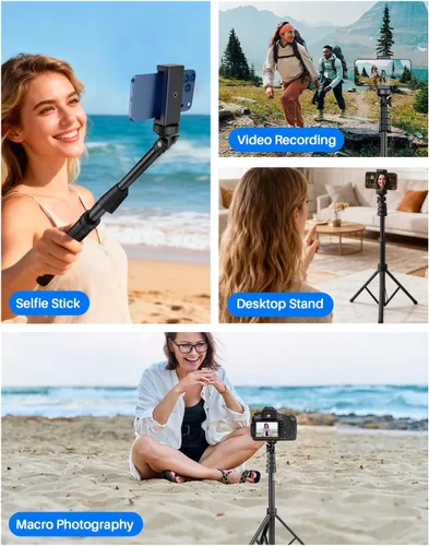 Miniatura 7 de Trípode de teléfono de 67", trípode extensible MIIASI para iPhone, selfie stick con control remoto y soporte para teléfono, compatible
