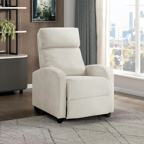 Miniatura 9 de Lexicon Sillón Reclinable de Pana con Respaldo Abatible, Silla de Brazo Reclinable con Respaldo de Empuje, Marco de Madera Maciza y Base de Metal