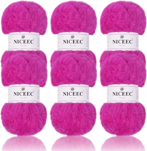 Miniatura 40 de NICEEC Hilo de Pelo Sintético Super Suave, Grueso y Esponjoso, Hilo de Pestañas para Crochet y Tejido (Longitud Total 192m/9.1kg) - Otoño/300g