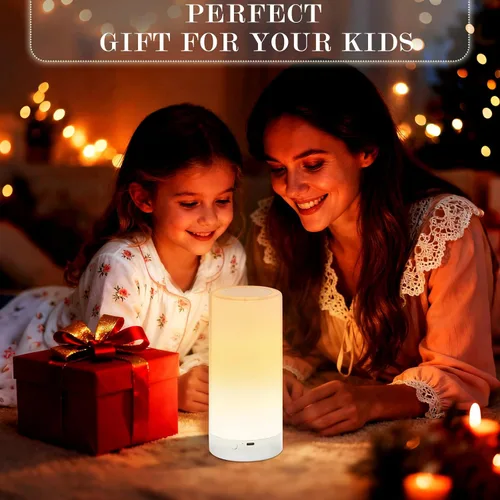 Miniatura 7 de UNIFUN Lámpara de mesa, lámparas de mesita con sensor táctil, luz blanca cálida de intensidad regulable y RGB con cambio de color para habitación