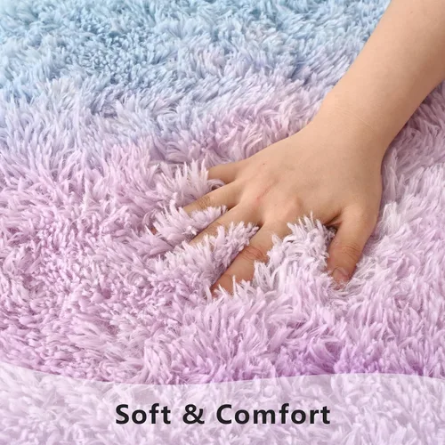 Miniatura 4 de Alfombras de área azul morado de 4 x 6 pies para dormitorio, sala de estar, bonitas alfombras degradadas de interior, alfombra suave de felpa