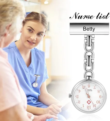 Miniatura 4 de Relojes de enfermera para enfermeras, médicos, relojes de enfermería personalizados, con nombre grabado, pin de solapa en el reloj de enfermería
