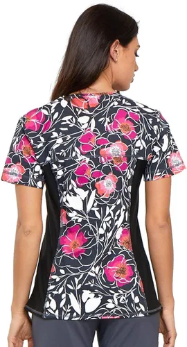 Miniatura 4 de Cherokee Flexibles Mujeres Scrubs Top V-Cuello Knit Panel CK624, Floral Mystique