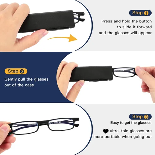 Miniatura 6 de touk Anteojos de lectura plegables anti luz azul UV, ultra delgados TR90 lectores con estuche compacto portátil para hombres y mujeres, 2