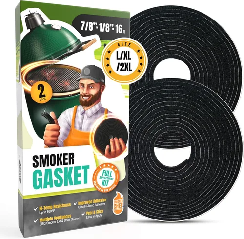 Junta para Big Green Egg L/XL/XXL – Paquete de 2 sellos de juntas de ahumador de 8 pies – Junta BGE 7/8" x 1/8" Fieltro - Compatible con Big Green