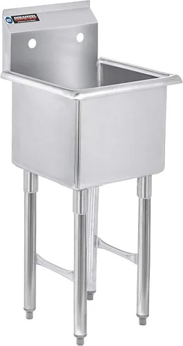 Miniatura 16 de DuraSteel 304 Fregadero Utilitario Comercial de Acero Inoxidable - 18 Pulgadas de Tubo Independiente, Fregadero de Preparación para Cocina con Grifo