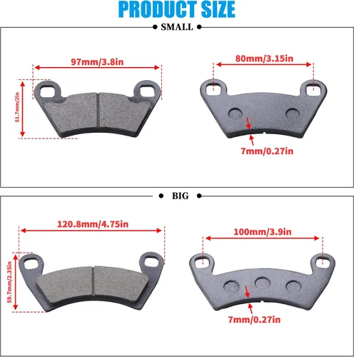 Miniatura 2 de JINGKE Pastillas de Freno Delantero y Trasero para Polaris Ranger 700/800/900 y RZR 900/800