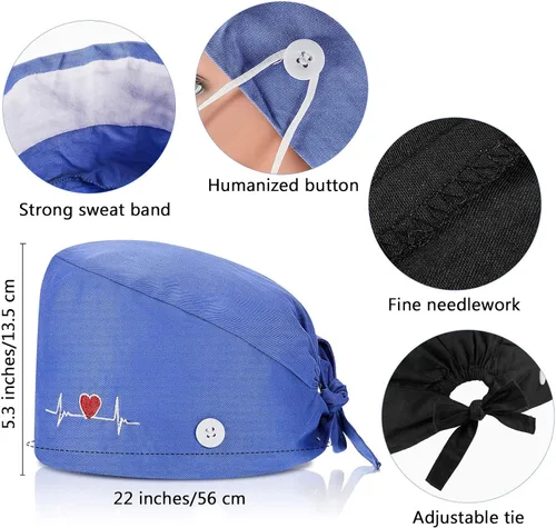 Miniatura 7 de SATINIOR Gorro de trabajo unisex con botones y banda ajustable para el sudor